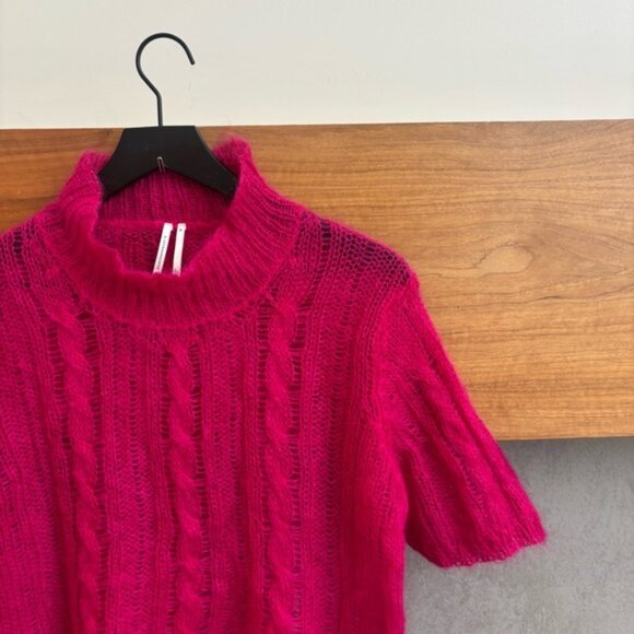 Anthropologie fuchsia mock neck with short sleeves sweater, Size XL - Picture 4 of 11